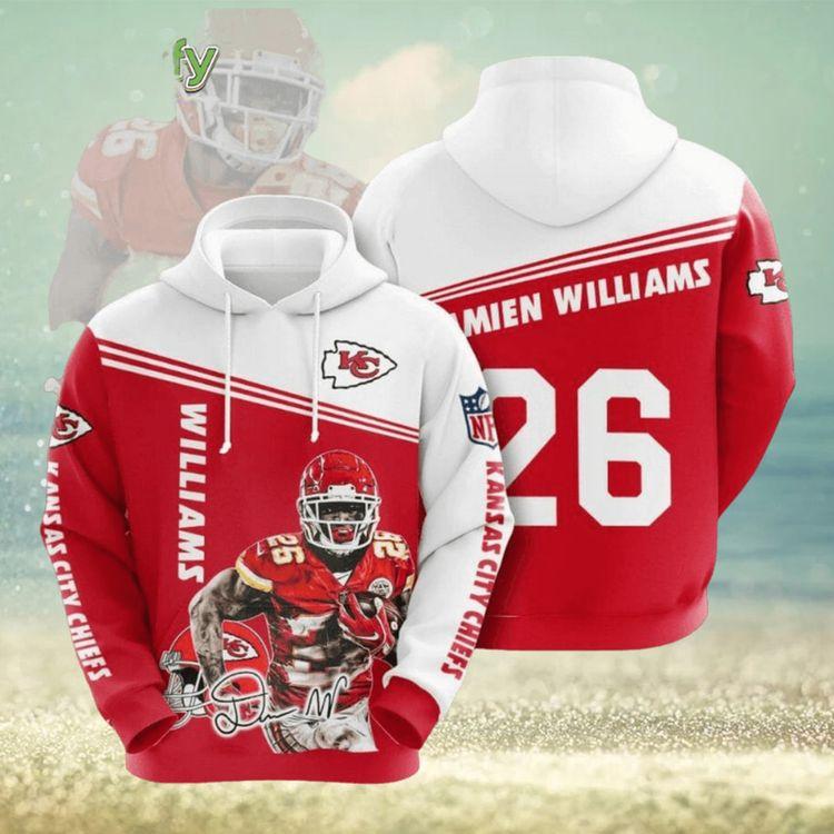 Nfl Kansas City Chiefs Damien Williams Red White Pullover 3D Hoodie