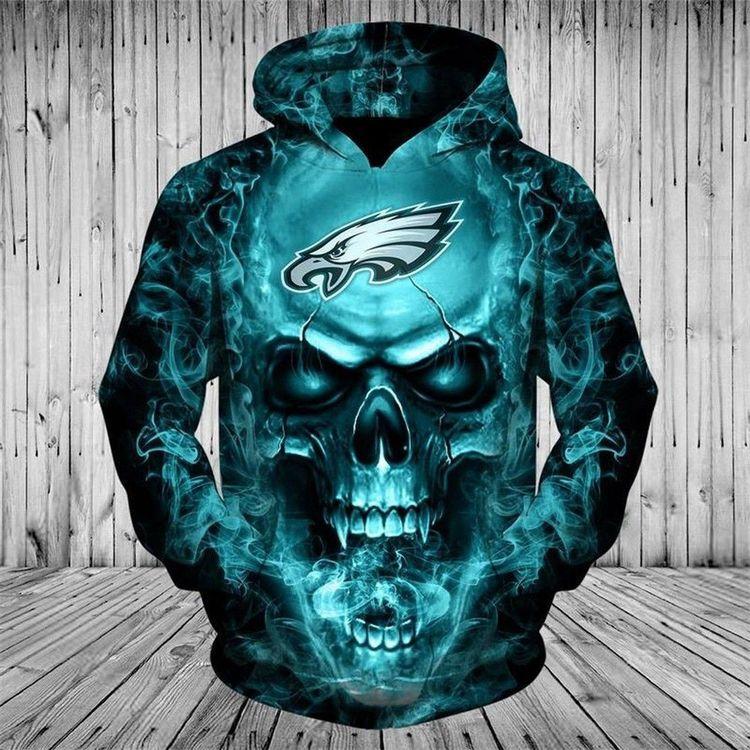 Nfl Philadelphia Eagles Neon Skull Men And Women 3d Full Printing Nfl Philadelphia Eagles 3d Full Printing Ver 1 3D Hoodie