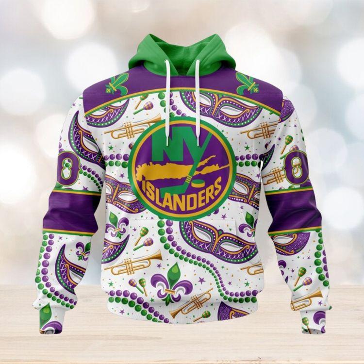 Nhl New York Islanders Special Mardi Gras Design Limited 3D Hoodie
