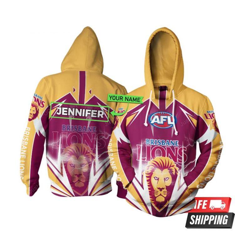 Personalized Brisbane Lions Lightning Custom Name Limited 3D Hoodie