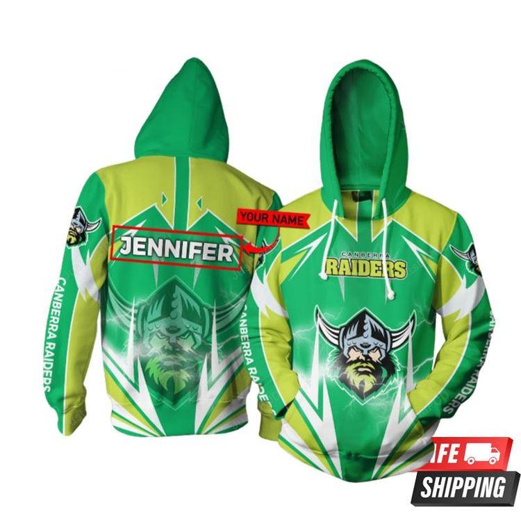 Personalized Canberra Raiders Lightning Custom Name 3D Hoodie