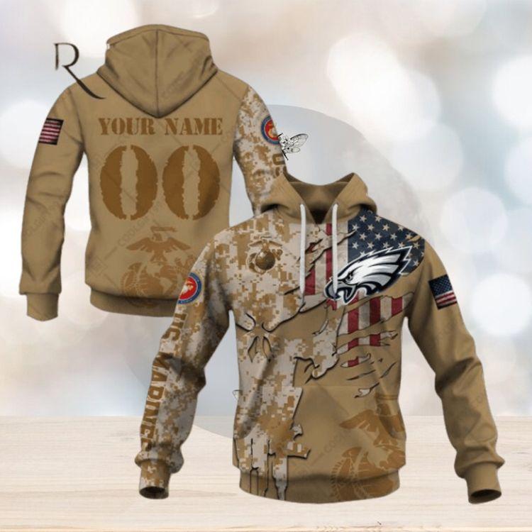 Personalized Nfl Philadelphia Eagles Marine Corps Camo Limited 3D Hoodie