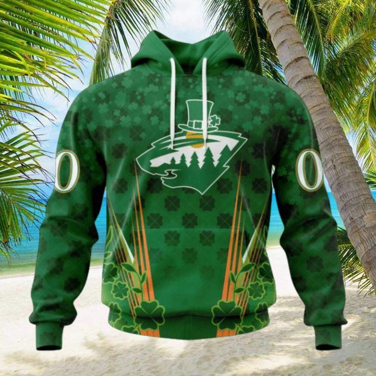Personalized Nhl Minnesota Wild Full Green Design For St Patricks Day All Over Print Hoodie