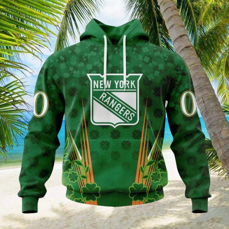 Personalized Nhl New York Rangers Full Green Design For St Patricks Day 3D Hoodie
