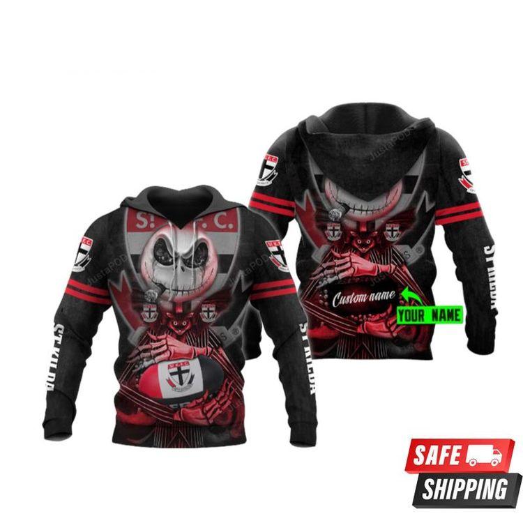 Personalized St Kilda Football Club Afl Jack Skellington Custom Name 3D Hoodie