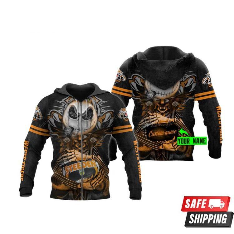Personalized Wests Tigers Nrl Jack Skellington Custom Name 3D Hoodie