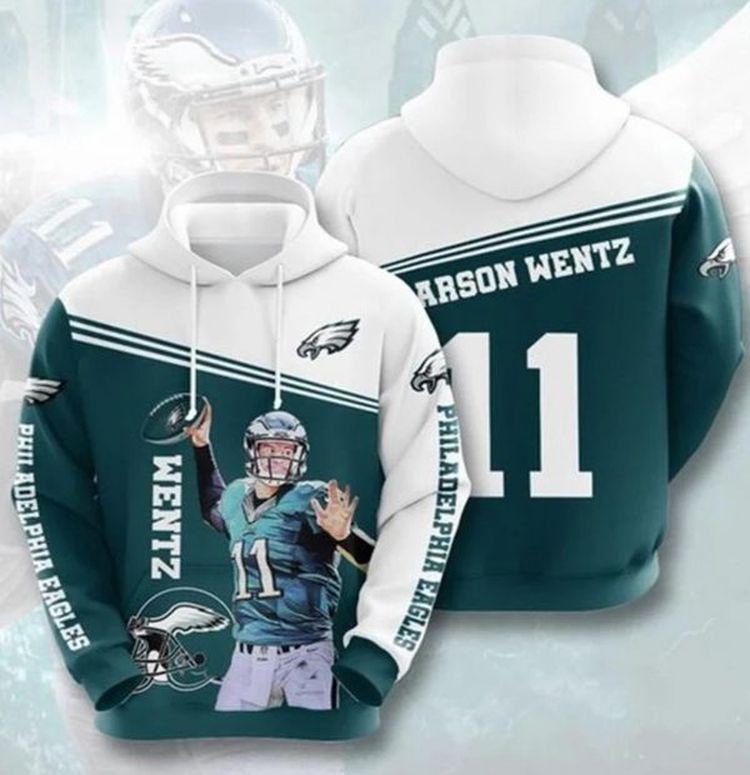 Philadelphia Eagles Nfl Football Team Carson Wentz 11 Signature Gift For Fan All Over Print Hoodie