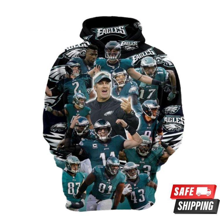 Philadelphia Eagles Philadelphia Eagles Nfl Philadelphia Eagles Apparel 19244 All Over Print Hoodie