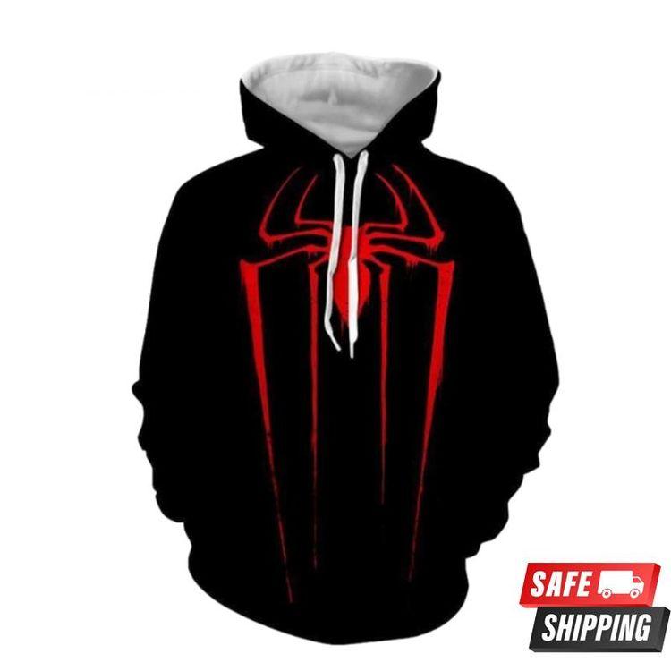Red Spider Black All Over Print Hoodie
