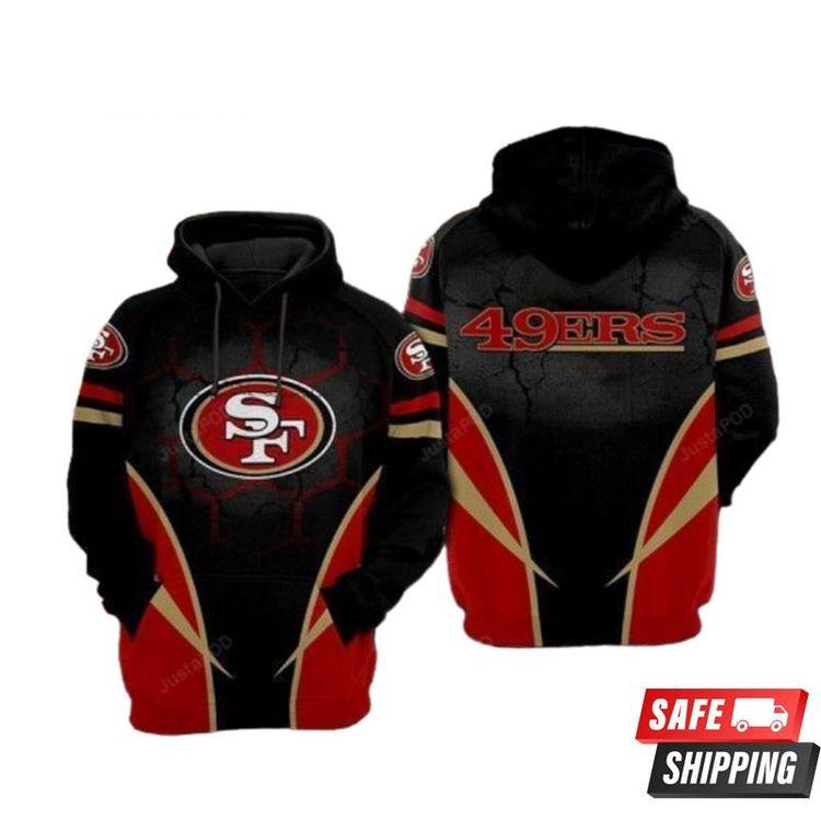 San Francisco 49ers Nfl Football Black Red San Francisco 49ers 3D Hoodie