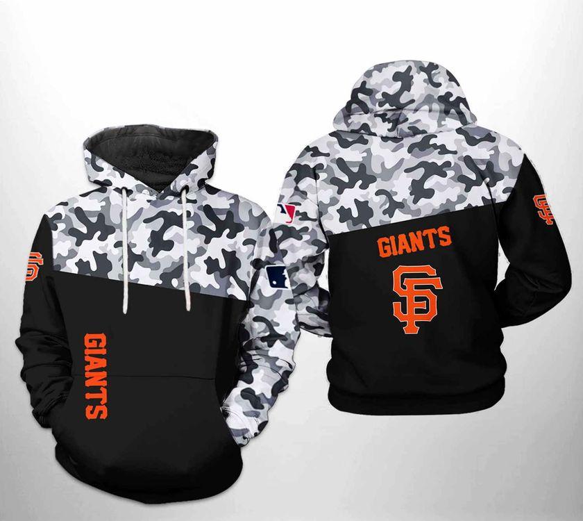 San Francisco Giants Mlb Camo Veteran Zipper All Over Print Hoodie