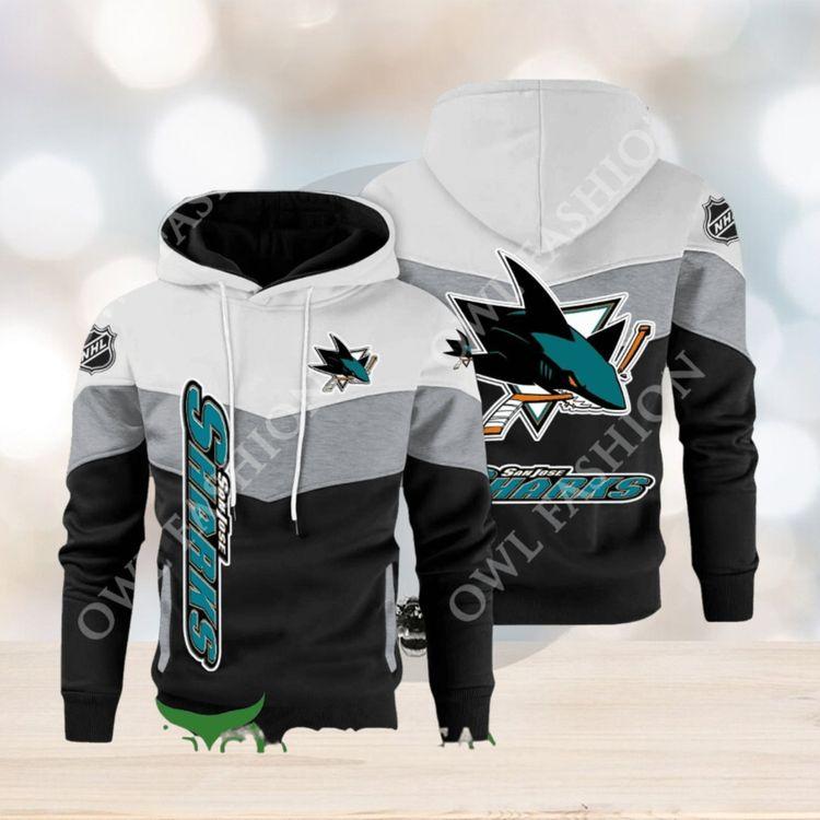 San Jose Sharks Nhl Hockey Black White Printed 3D Hoodie