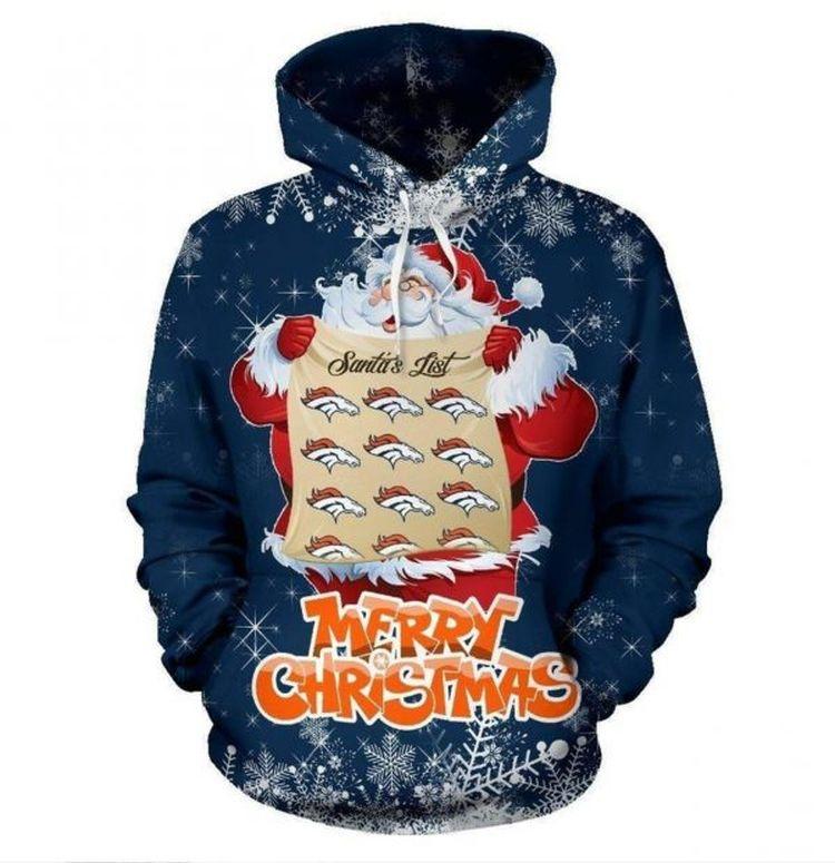 Santa Denver Broncos 3D Hoodie