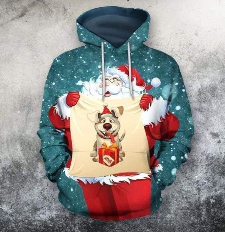 Santa Ugly Christma Teal Funny Design 3d Printed Sublimation Limited 3D Hoodie