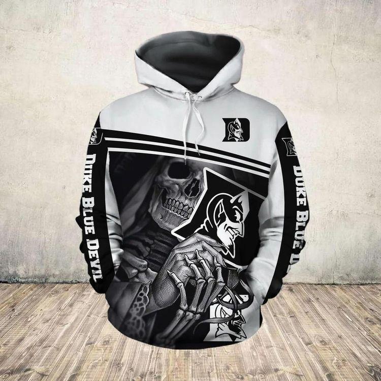 Skull Death Hold Logo Duke Blue Devils Gifts For Duke Blue Devils Fans All Over Print Hoodie