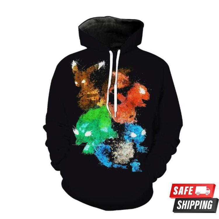 Starter Pokemon Pikachu Charmander All Over Print Hoodie