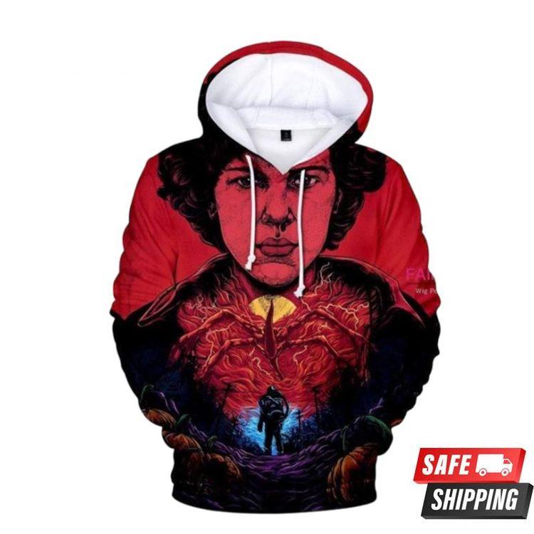 Stranger Things Troy Red All Over Print Hoodie