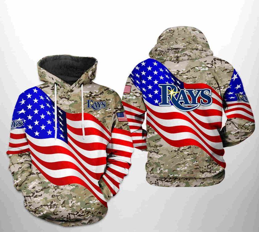 Tampa Bay Rays Mlb Us Flag Camo Veteran Zipper Limited 3D Hoodie