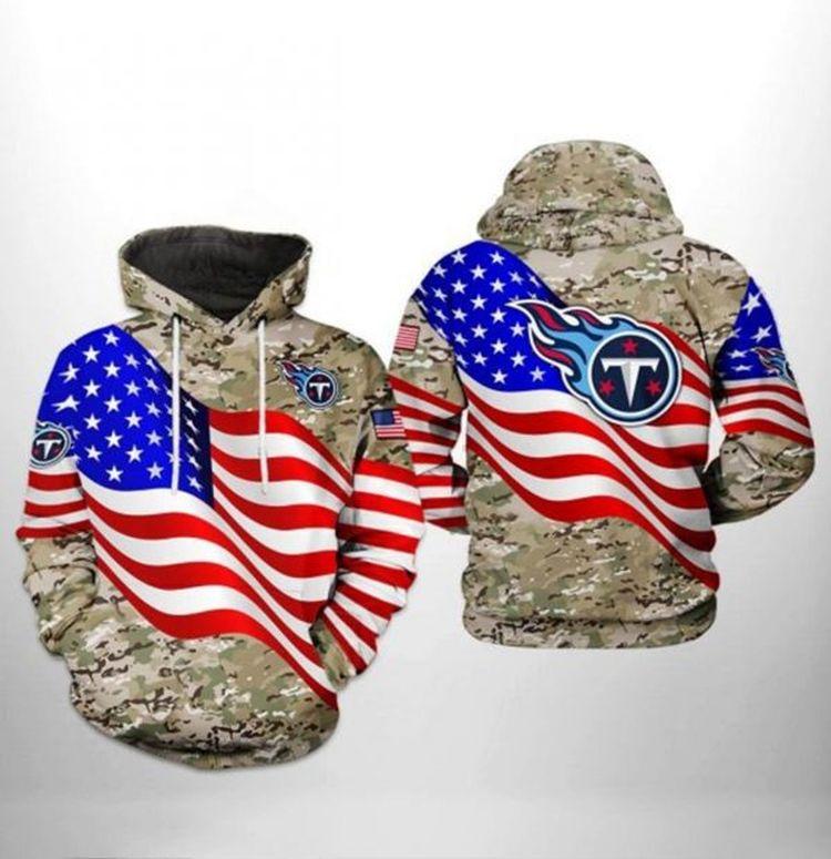 Tennessee Titans Nfl Us Flag Camo Veteran Team 3d Printed All Over Print Hoodie
