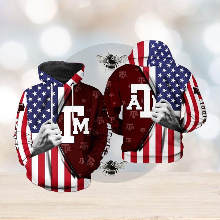 Texas A M Aggies Ncaa Us Flag 3d Printed 3D Hoodie