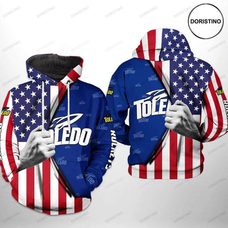 Toledo Rockets Ncaa Us Flag All Over Print Hoodie