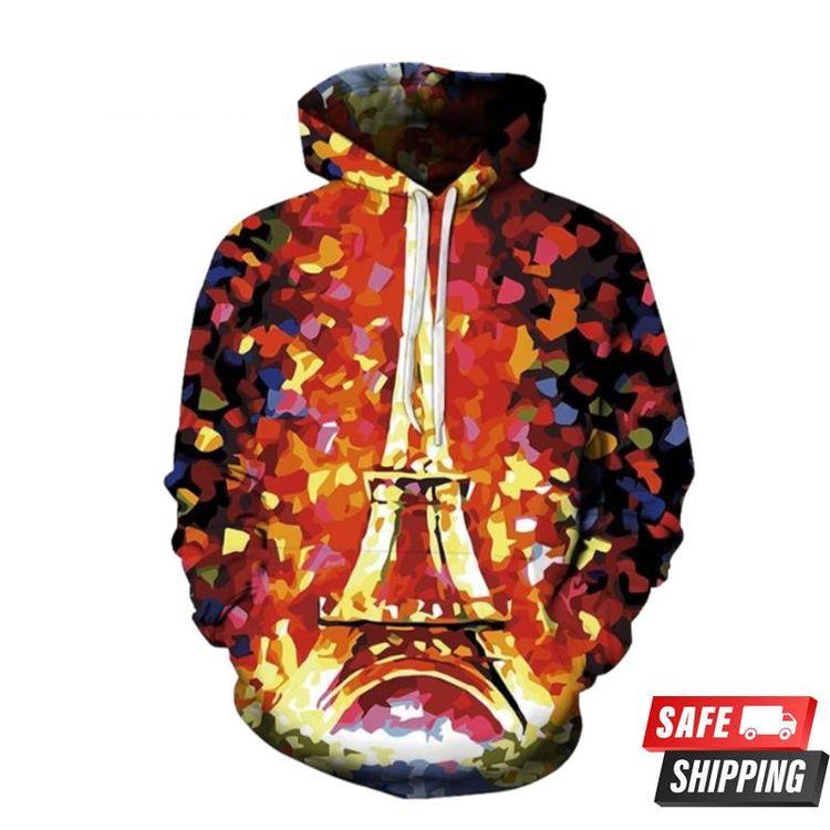 Vibrant Eiffel Tower Oil Painting Limited 3D Hoodie