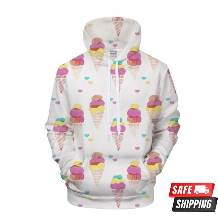 Watercolor Ice Cream All Over Print Hoodie