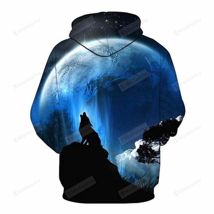Wolf And Moon 3d 3D Hoodie