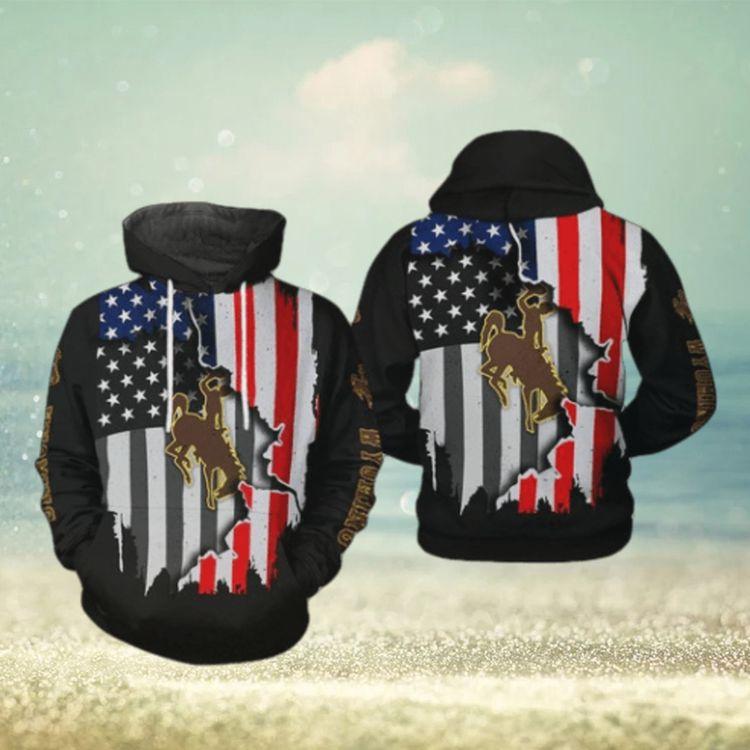 Wyoming Cowboys Ncaa Us Flag 3d Printed 3D Hoodie