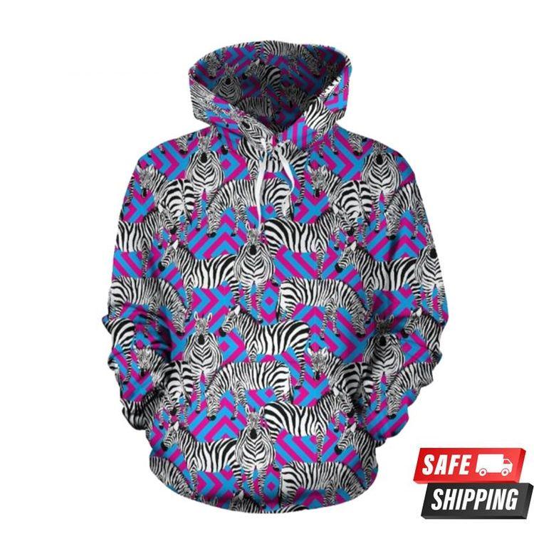 Zebra Neon Pattern 3D Hoodie