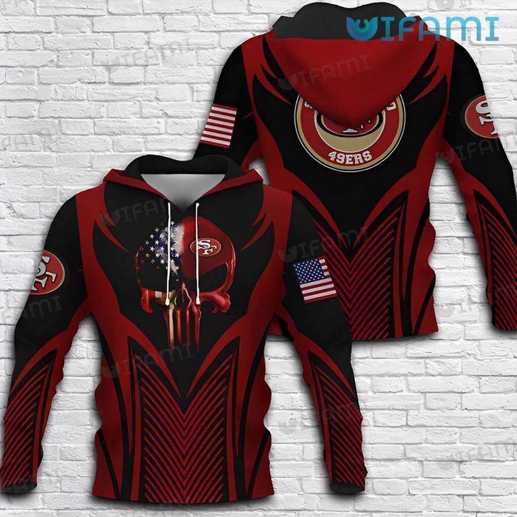 49ers Skull Punisher Skull Usa Flag San Francisco 49ers Gift Ver 1 Limited 3D Hoodie