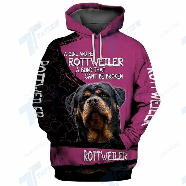 A Girl And Her Rotteweiler A Bond That Cant Be Broken 3d Ver 1 Limited 3D Hoodie