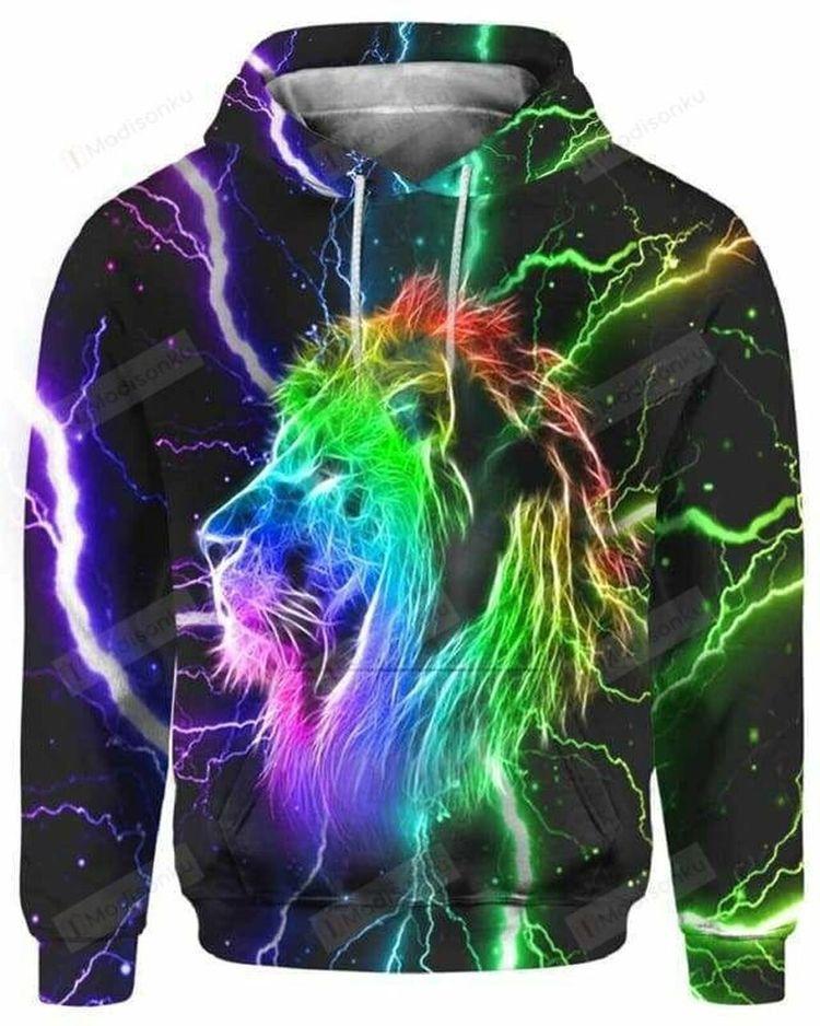 Abstract Colored Glow Lion For Unisex 3d Ver 1 3D Hoodie