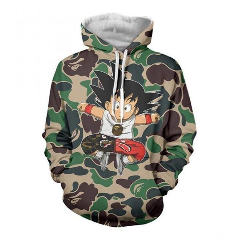 Basketball Kid Goku Camouflage Dragon Ball 3D Hoodie
