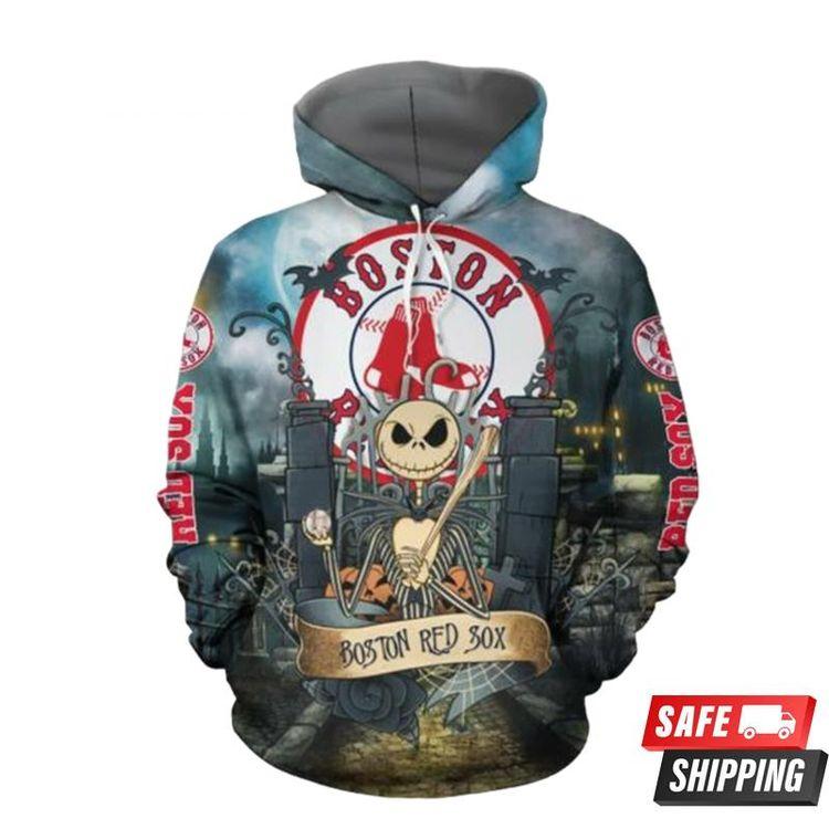 Boston Red Sox With Jack Skellington Boston Red Sox 20092 All Over Print Hoodie