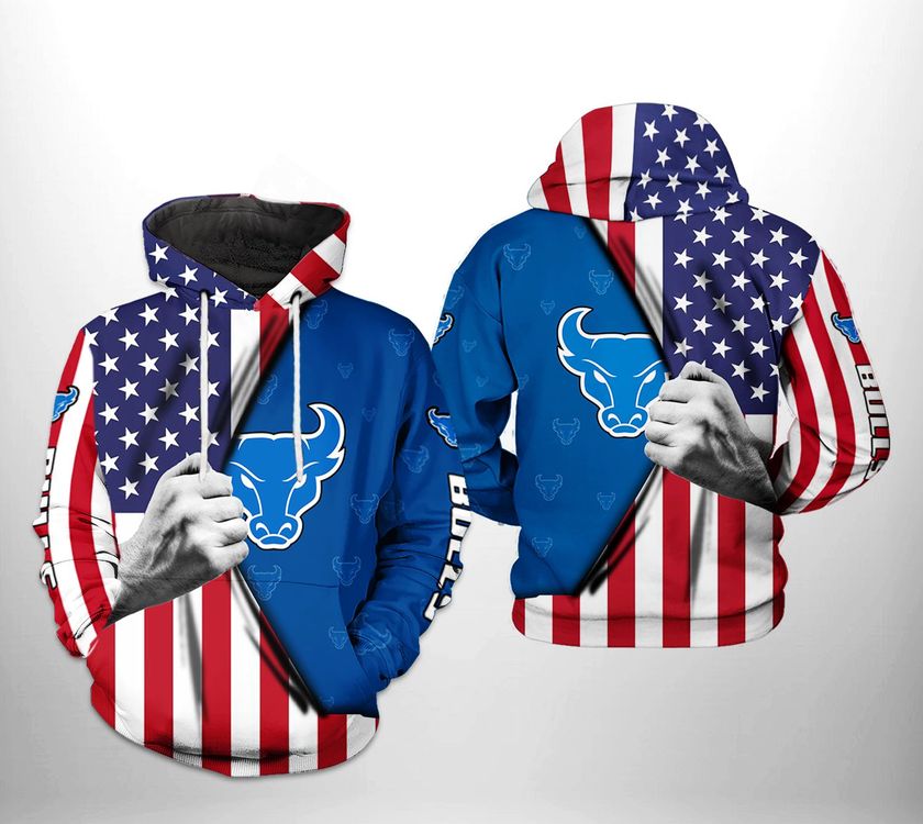 Buffalo Bulls Ncaa Us Flag 3d Printed Zipper Limited 3D Hoodie