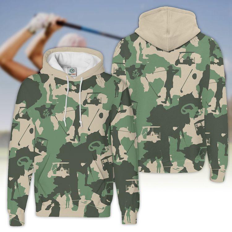 Camouflage Texture Golf Set For Woman Golfer Gift Zipper 3D Hoodie