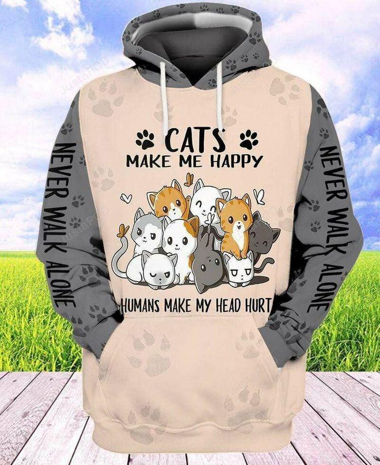 Cats Make Me Happy 3d All Print Limited 3D Hoodie