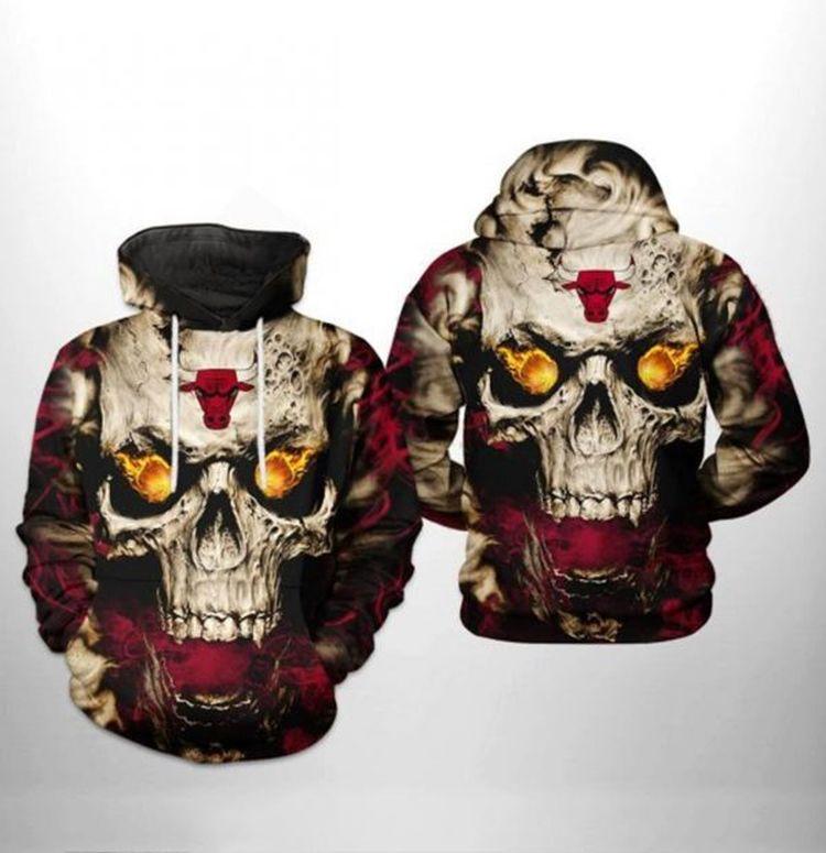 Chicago Bulls Nba Skull 3d Printed Limited 3D Hoodie