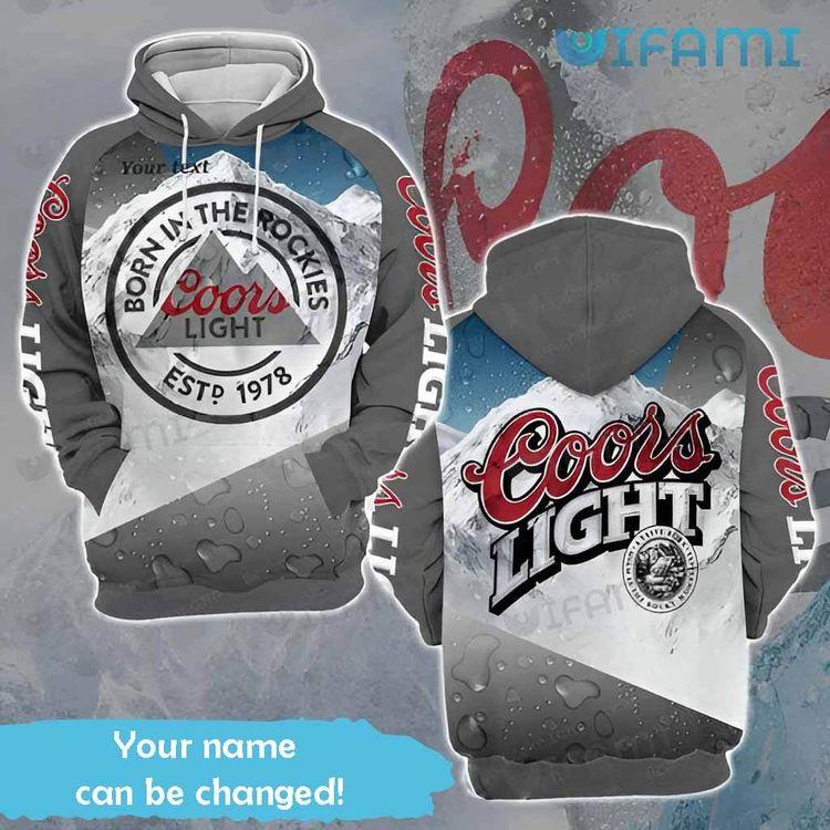 Coors Light Water Effect Custom Name Beer Lovers Gift 3D Hoodie