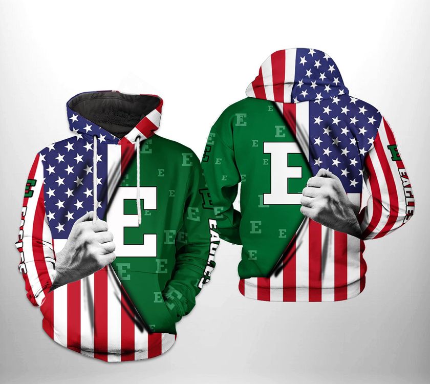 Eastern Michigan Eagles Ncaa Us Flag 3d Printed Zipper Ver 2 Limited 3D Hoodie