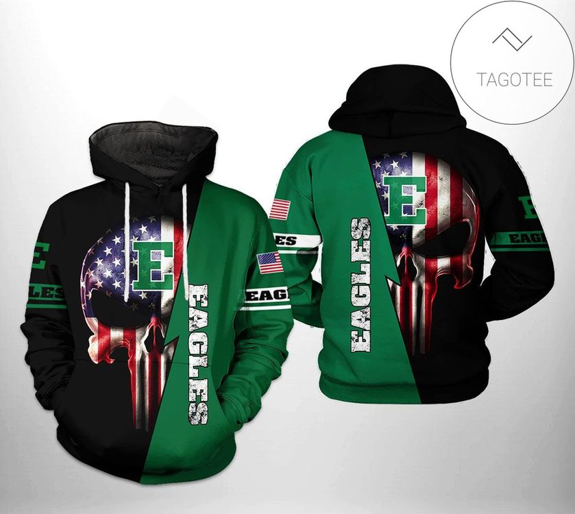 Eastern Michigan Eagles Ncaa Us Flag Skull 3d Printed Limited 3D Hoodie