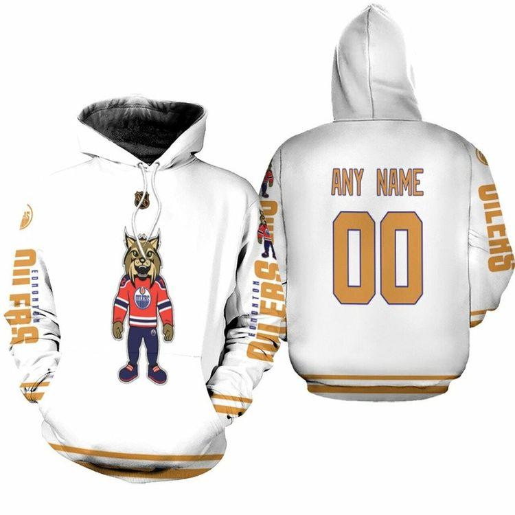 Edmonton Oilers Nhl Ice Hockey Team Logo White 3d Designed Allover Custom Name Number Gift For Oilers Fans 3D Hoodie