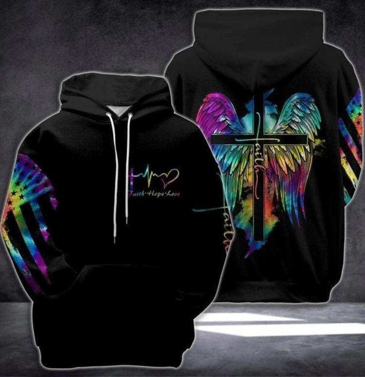 Faith Cross Wings Colorfull Jesus Limited 3D Hoodie
