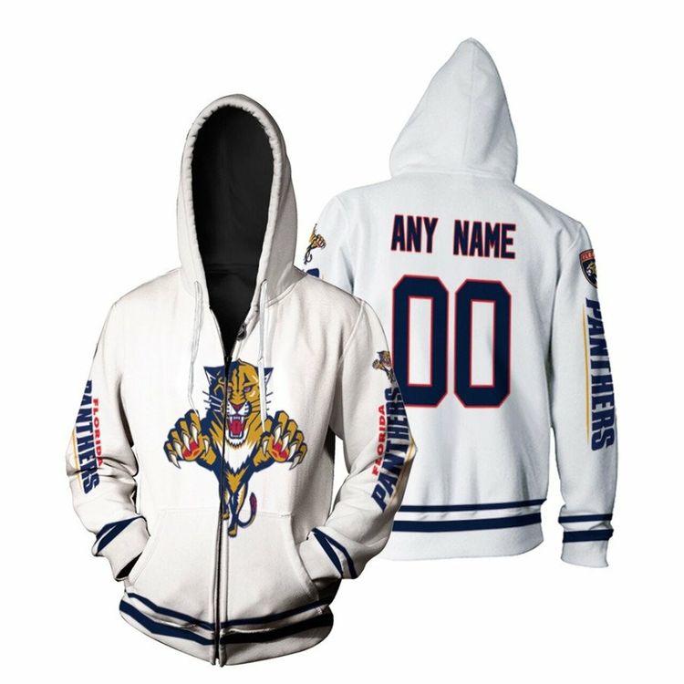 Florida Panthers Nhl Ice Hockey Team Logo White 3d Designed Allover Custom Name Number Gift For Panthers Fans 3D Hoodie