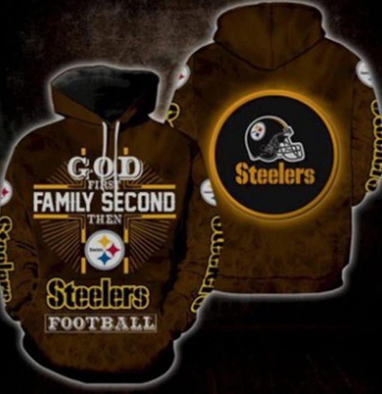God First Family Second Then Pittsburgh Steelers Nfl Full Over Printed 3D Hoodie