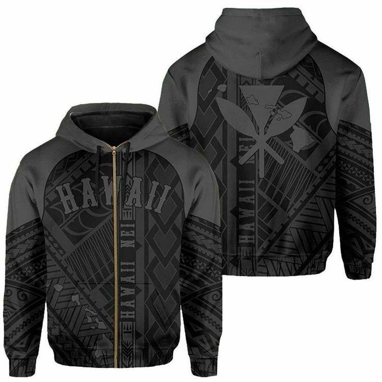 Hawaii Nei Zip Up Polynesian Grey Ah J77 For Men For Women Ed 3D Hoodie