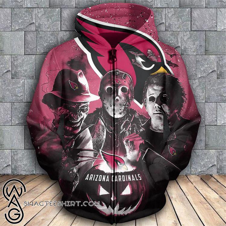 Horror Movie Characters Arizona Cardinals 3d Zipper 3D Hoodie