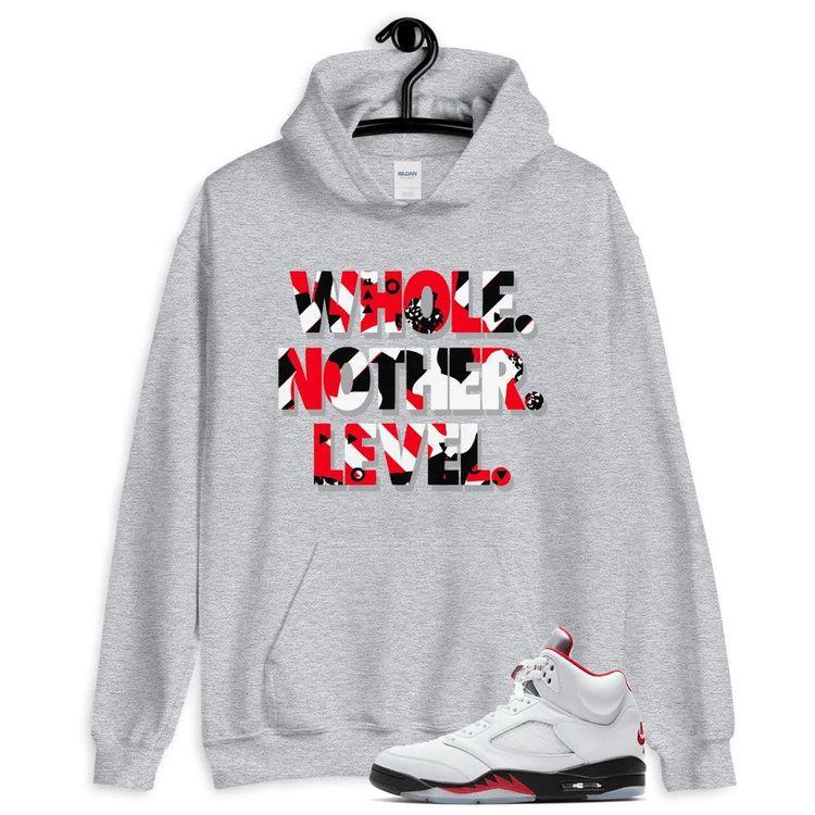 Jordan 5 Retro Fire Red Hoody Level Up Unisex All Over Print Hoodie
