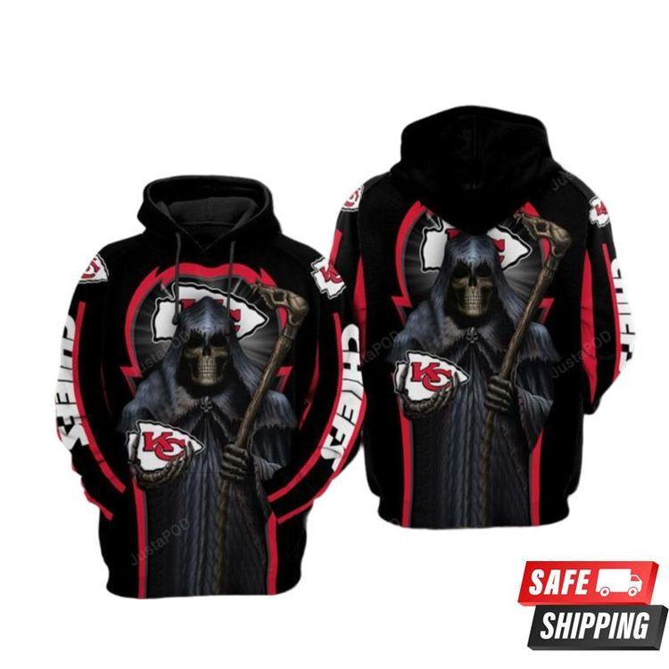 Kansas City Chiefs Nfl Football Skull Death Kansas City Chiefs Kansas City Chiefs 3D Hoodie